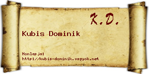 Kubis Dominik névjegykártya